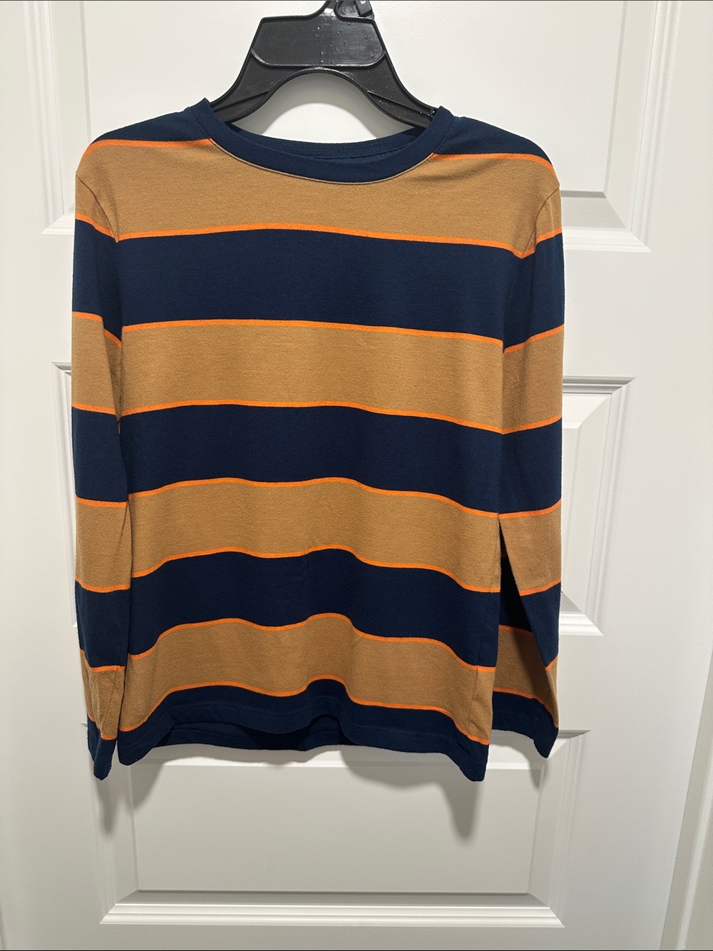 Old Navy Navy and Tan Striped Long-Sleeve Tee